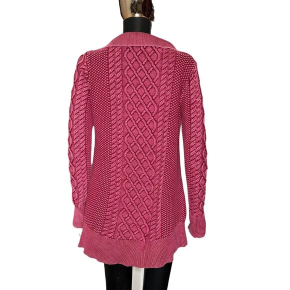 Soft Surroundings Fox Browning's Cable Knit Tunic Sweater M Raspberry Pink - Picture 3 of 12